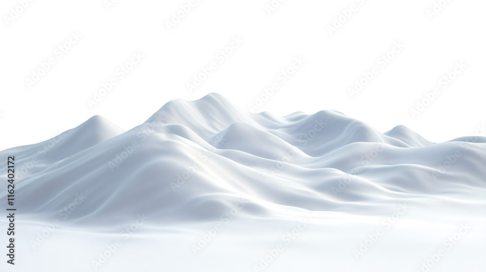 Snow-covered rolling landscape displaying tranquil winter scenery, transparent backdrop enabling seamless design integration Snow-covered rolling landscape displaying tranquil winter scenery, transparent backdrop enabling seamless design integration