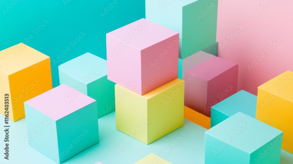 Colorful geometric blocks in pastel shades. Colorful geometric blocks in pastel shades.