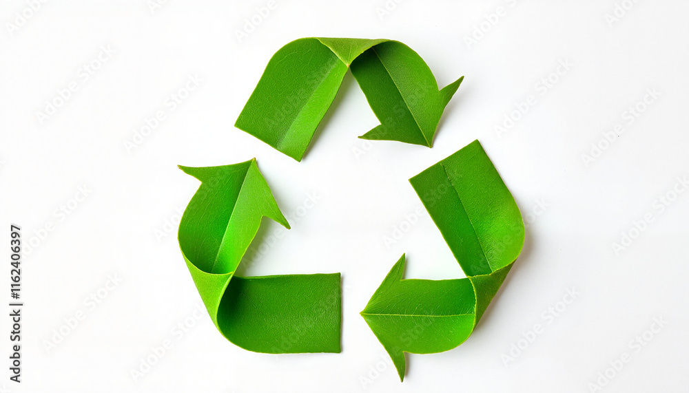 Green recycling symbol on white background Green recycling symbol on white background