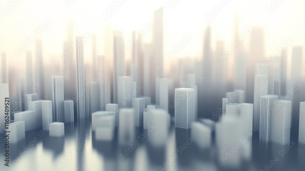 A blurred city skyline with soft lighting effects. A blurred city skyline with soft lighting effects.