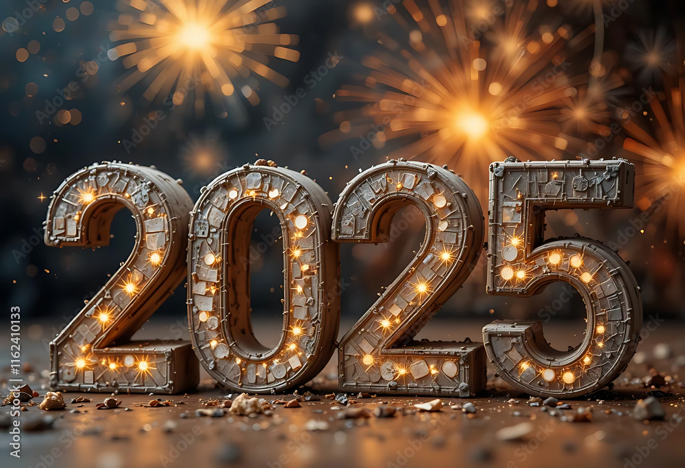 2025 New Year's Typography on a Textured Mud Surface 2025 New Year's Typography on a Textured Mud Surface