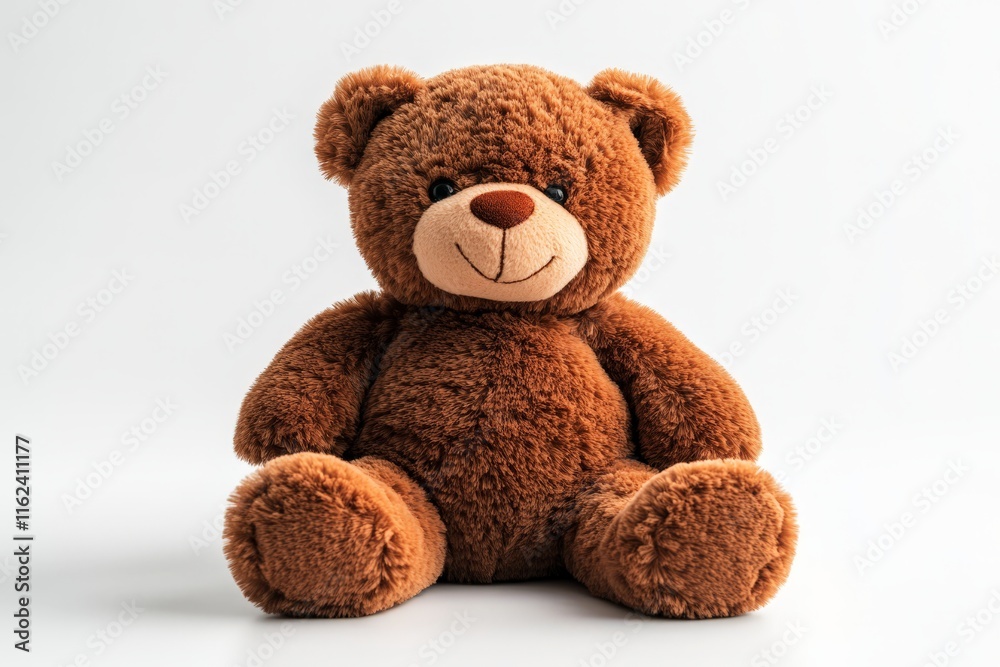 A plush teddy bear sitting on a white background, ideal for comfort and companionship. A plush teddy bear sitting on a white background, ideal for comfort and companionship.