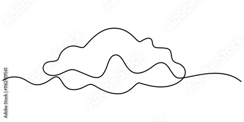 Cloud one line drawing, Continuous one line drawing of a cloud isolated on a simple background vector illustration, Clouds one continuous line drawing, Continuous one line drawing of cumulus cloud.