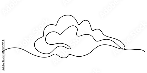 Cloud one line drawing, Continuous one line drawing of a cloud isolated on a simple background vector illustration, Clouds one continuous line drawing, Continuous one line drawing of cumulus cloud.