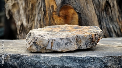 Wallpaper Mural 31.A Small Flat Rock Top for a Product Display, Showing a Low Foreground Granite Stone with Close Detail to the Natural Dead Wood Stumps: Torontodigital.ca