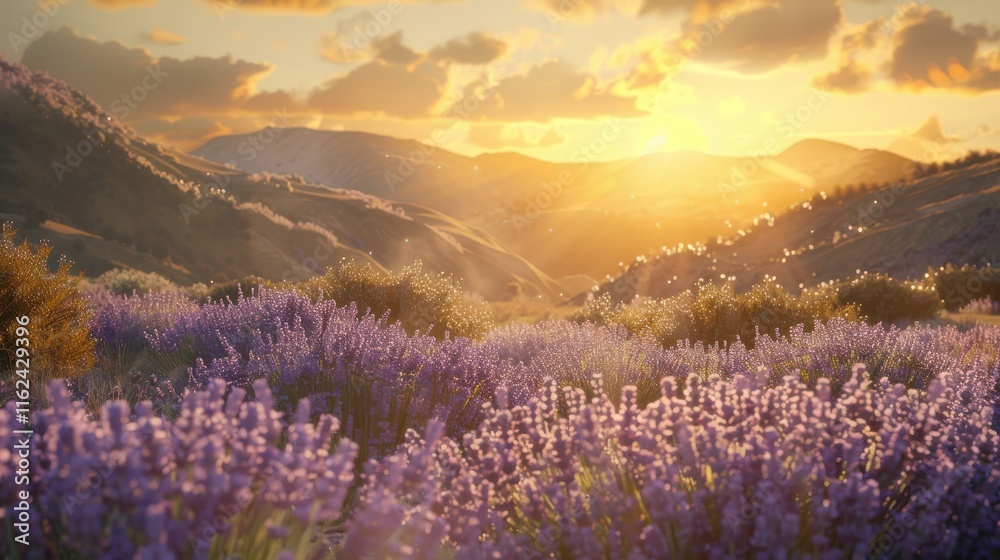 Obraz premium Serene Lavender Landscape - Tranquil Nature Photography