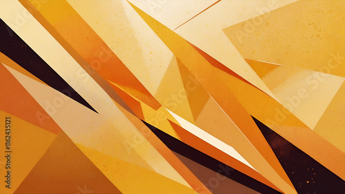 Wallpaper Mural Abstract geometric shapes, minimalist design, vibrant yellow background, overlapping triangles, gradient orange hues, clean lines, modern artwork, sunny atmosphere, simple composition Torontodigital.ca