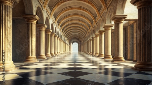 Grand Classical Hallway: A Majestic Architectural Vision photo