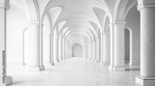 Monochromatic Majesty: An Architectural Marvel of White Columns and Arches