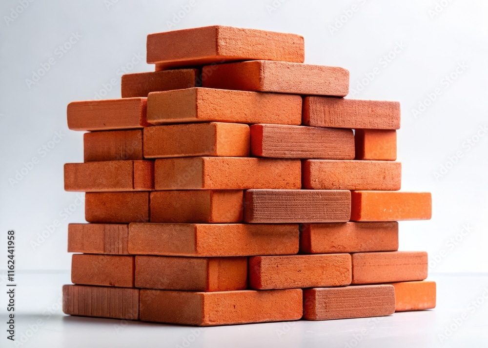 Obraz premium Minimalist Red Brick Stack UHD Wallpaper - Clean Geometric Background Texture