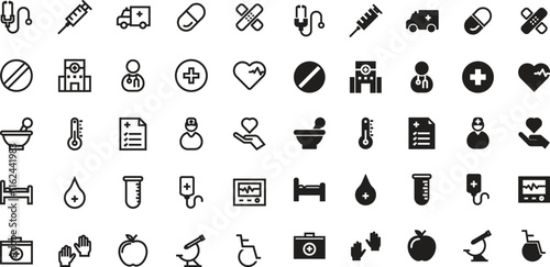 Icons set about health