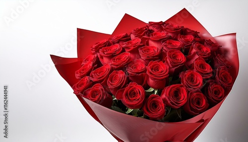 ラッピングされた赤い薔薇の花束