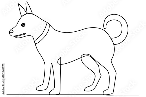 Continuous one line art drawing of dog vector illustration design photo