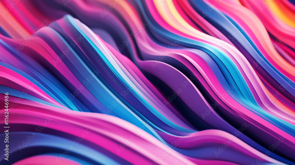 Obraz premium Colorful waves create a vibrant abstract pattern in a dynamic display of motion and depth