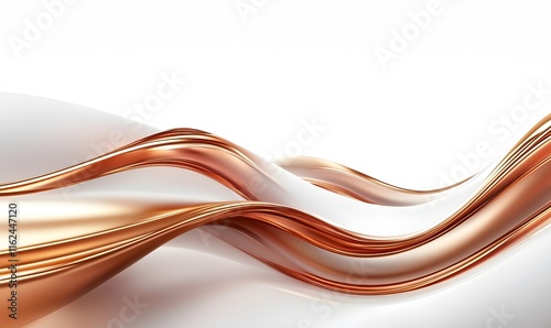 Abstract copper wave on white background.