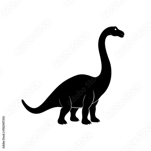 majestic brontosaurus silhouette vector illustration on white Background