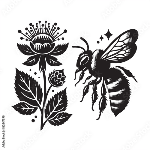 Bumblebee Svg, Bee Cut file, Bee with Flowers, Svg for Shirts, Bumble bee EPS, Cute Bee, Silhouette, Svg files for Cricut, Printable, Vector
