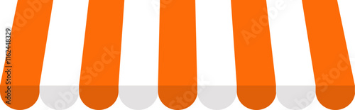 outdoor striped awning flat vector.
shop window  sunshade icon.
Isolated canopy awning striped roof.
Transparent background.