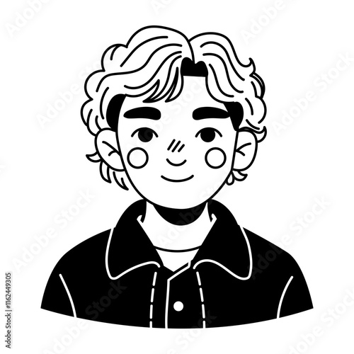 A glyph style icon of blushing character