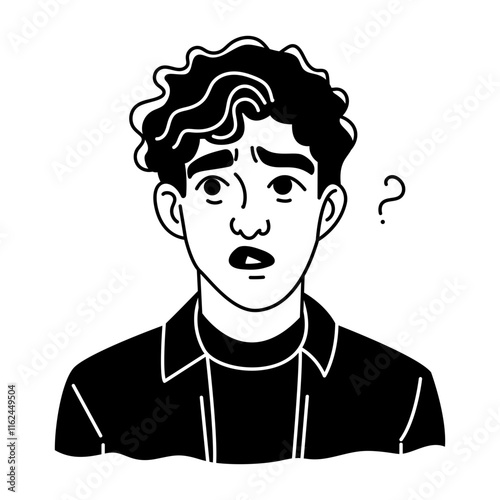 Confused man icon in glyph style 