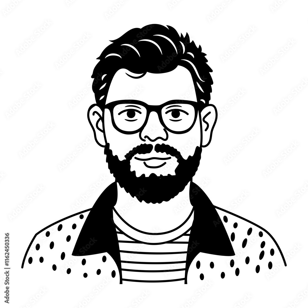 Fototapeta premium Nerdy character icon in glyph style 