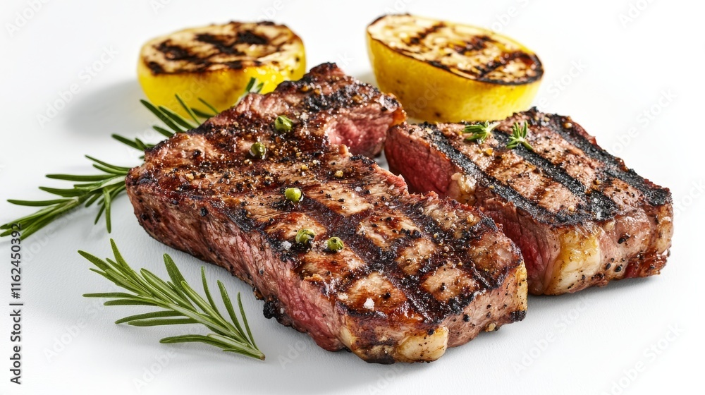 Premium beef cuts composition, perfectly grilled steak pieces, charred exterior pink center, rich meat texture, professional food styling, clean white backdrop, culinary photography, hyper detailed Premium beef cuts composition, perfectly grilled steak pieces, charred exterior pink center, rich meat texture, professional food styling, clean white backdrop, culinary photography, hyper detailed