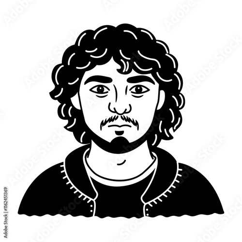 Surly man icon in glyph style 