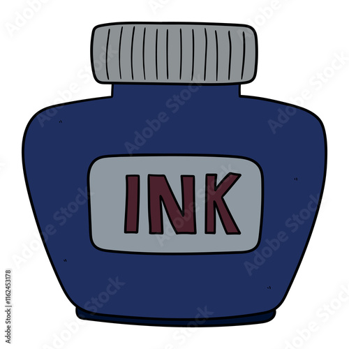 Hand drawn cartoon ink pot on a white background.