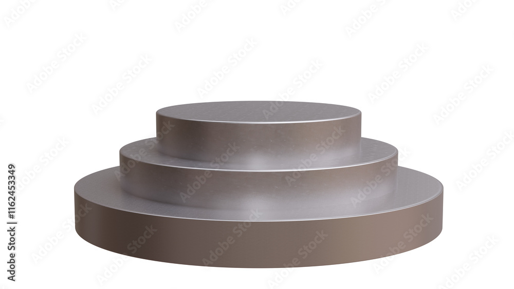 Podium stand isolated on white transparent, empty silver product display Podium stand isolated on white transparent, empty silver product display