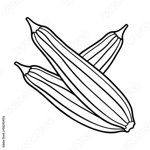 Coloring page. Composition of different vegetables on white background