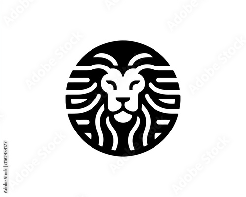 Lion Logo Design Vector Template. Lion Head Logo Icon Vector illustration. Black and white Lion head vector illustration.	