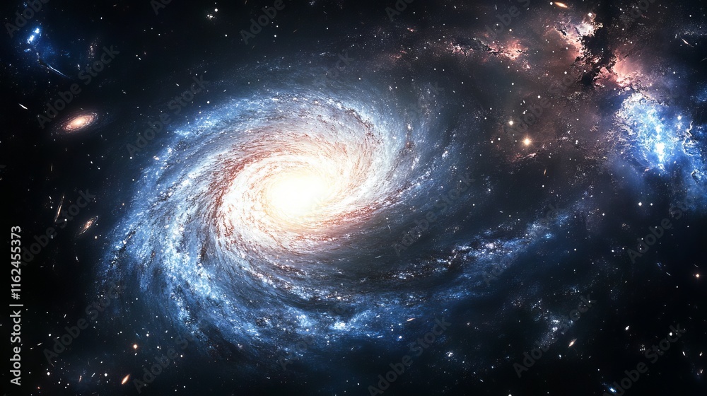 High-definition view from space of a majestic spiral galaxy amidst a star-filled universe with vibrant nebulae and celestial elements High-definition view from space of a majestic spiral galaxy amidst a star-filled universe with vibrant nebulae and celestial elements
