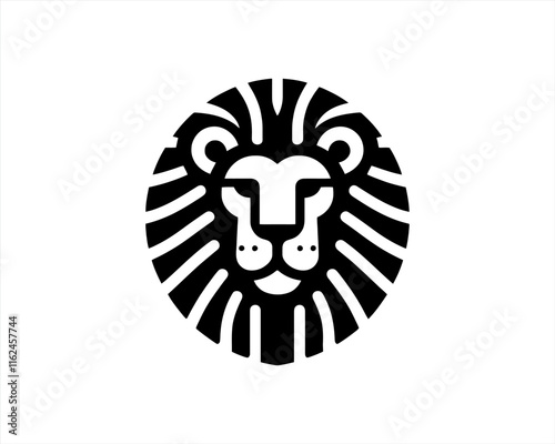 Lion Logo Design Vector Template. Lion Head Logo Icon Vector illustration. Black and white Lion head vector illustration.	