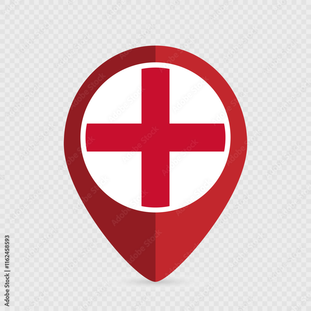 Map pointer with England flag inside. Vector illustration. Map pointer with England flag inside. Vector illustration.