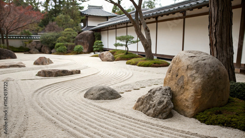 Japanese zen garden in house photo