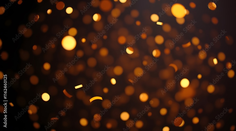 Golden Confetti Falling Warm Bokeh Background Festive Celebration Design Golden Confetti Falling Warm Bokeh Background Festive Celebration Design