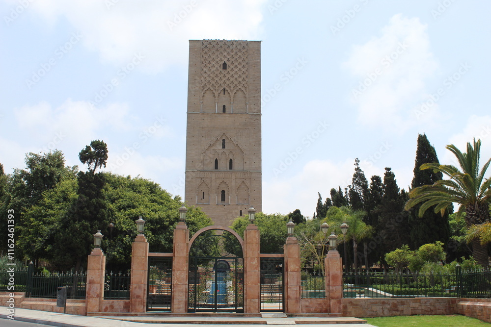 Obraz premium Tour Hassan devant les grilles à Rabat au Maroc