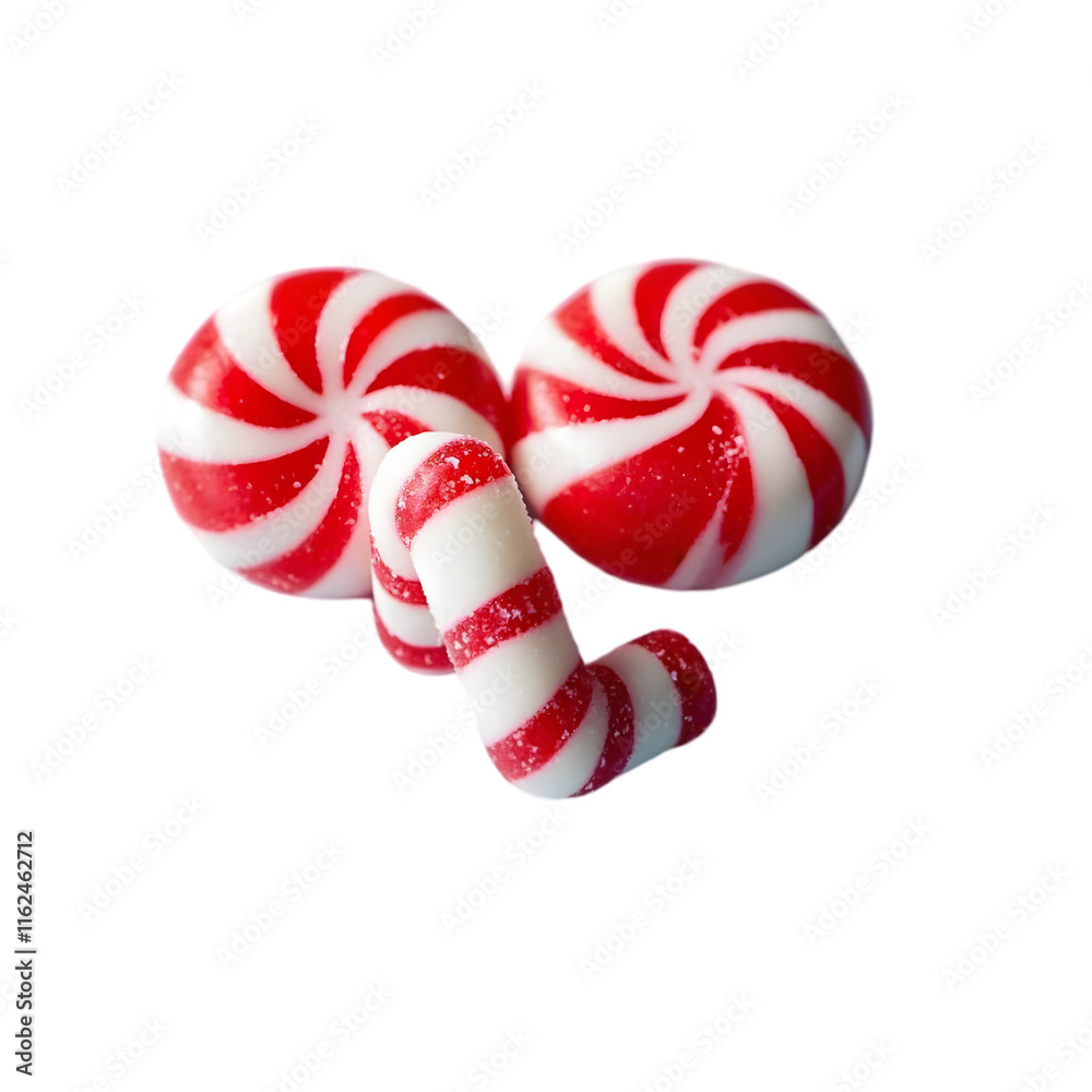 Fototapeta premium Sweet Red and White Peppermint Candy on transparent background
