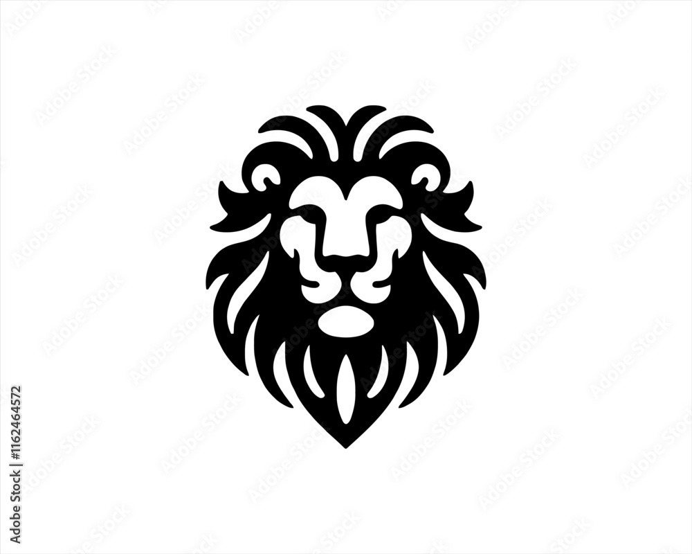 Obraz premium Lion Logo Design Vector Template. Lion Head Logo Icon Vector illustration. Black and white Lion head vector illustration. 