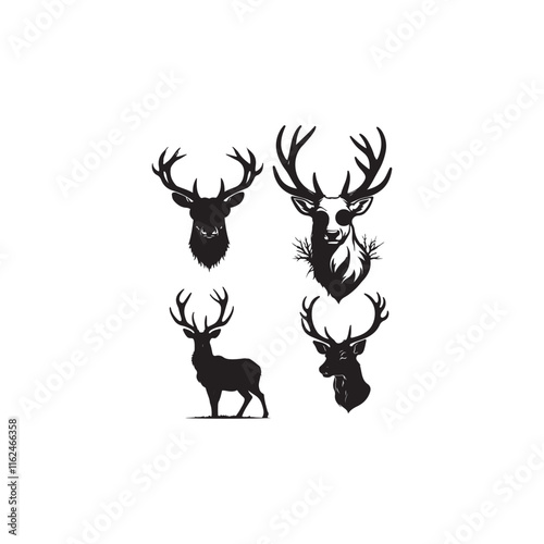 create a Deer antlers silhouette vector icon desing with a white background