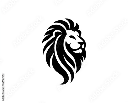 Lion Logo Design Vector Template. Lion Head Logo Icon Vector illustration. Black and white Lion head vector illustration.	