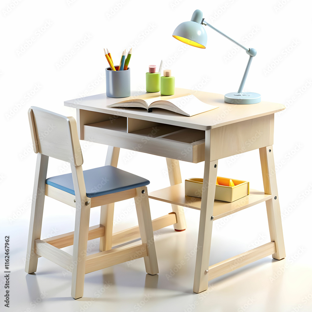 Fototapeta premium baby study table with white background
