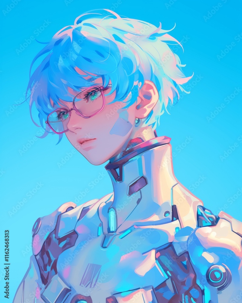 Futuristic Anime Boy in Cyborg Armor: Digital Art Futuristic Anime Boy in Cyborg Armor: Digital Art