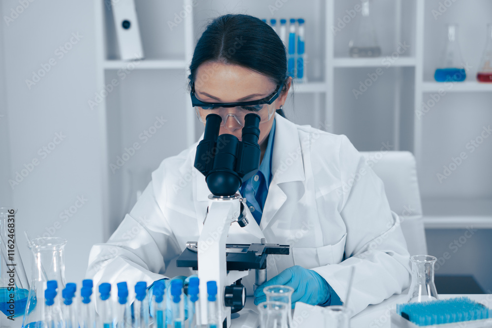 A scientist is diligently analyzing various samples under a highpowered microscope in a laboratory setting, showcasing the intricate work involved in modern scientific research and experimentation A scientist is diligently analyzing various samples under a highpowered microscope in a laboratory setting, showcasing the intricate work involved in modern scientific research and experimentation