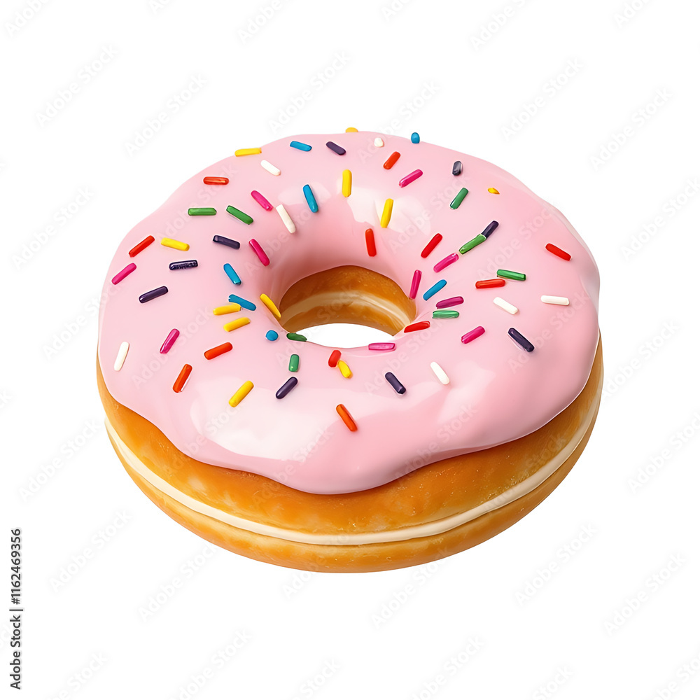 Baked donut with pink frosting and colorful sprinkles Png with on transparent background Baked donut with pink frosting and colorful sprinkles Png with on transparent background