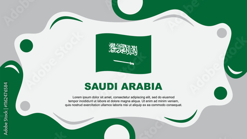Saudi Arabia Flag Abstract Background Flat Design Template. Saudi Arabia Independence Day Banner Wallpaper Vector Illustration. Saudi Arabia Template
