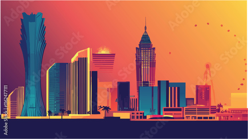 The Skyline of Macau at Sunset.eps