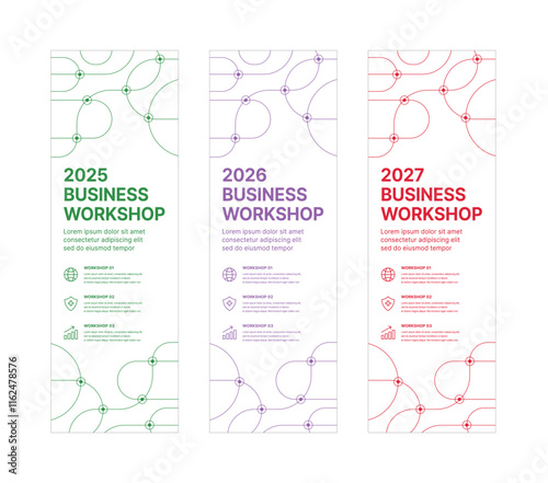 Set of business banner design templates in modern, geometry, abstract shape pattern style for school, company, workshop, seminar, presentation, event and conference. 