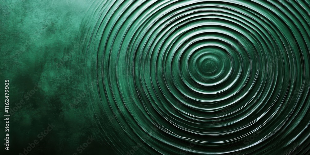 Abstract concentric circle patterns in deep emerald green, fading into a subtle, infinite background for a sophisticated look Abstract concentric circle patterns in deep emerald green, fading into a subtle, infinite background for a sophisticated look