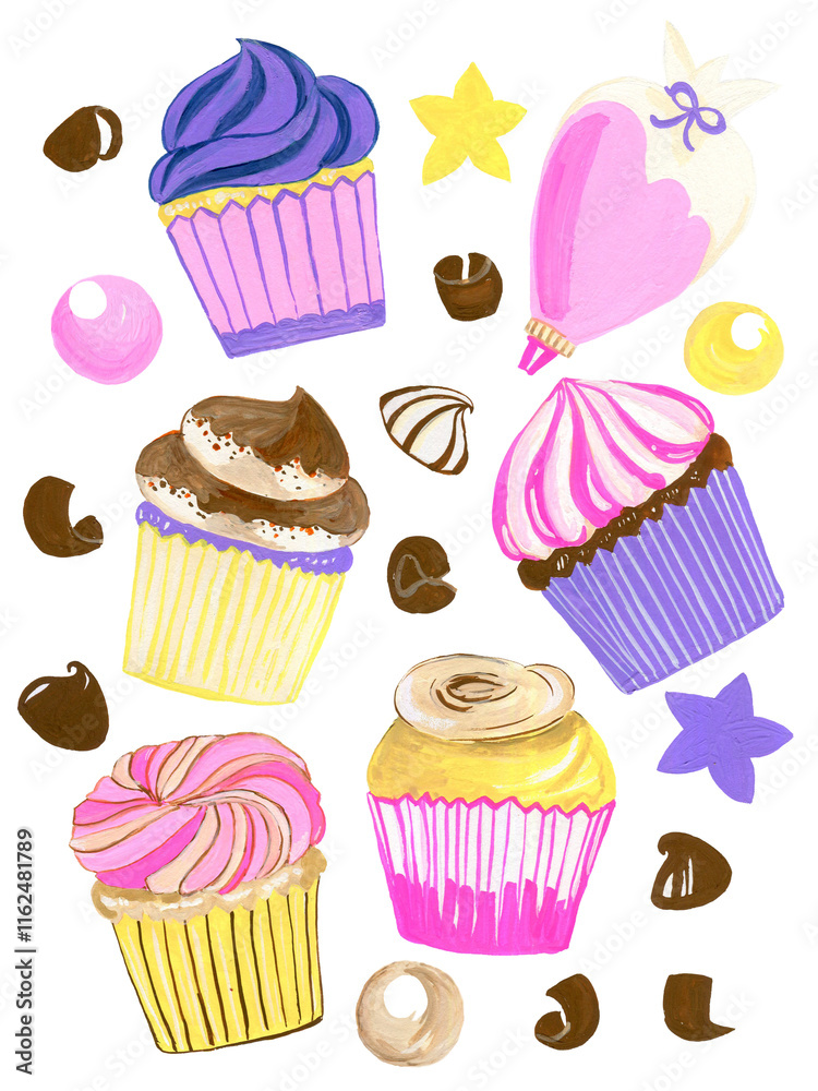 Baby Shower Cupcake bakery frosting cream icing sweet yummy delicious elements pattern Baby Shower Cupcake bakery frosting cream icing sweet yummy delicious elements pattern